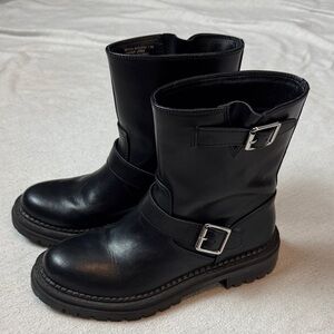 Steve Madden Black Buckle Ankle Booties